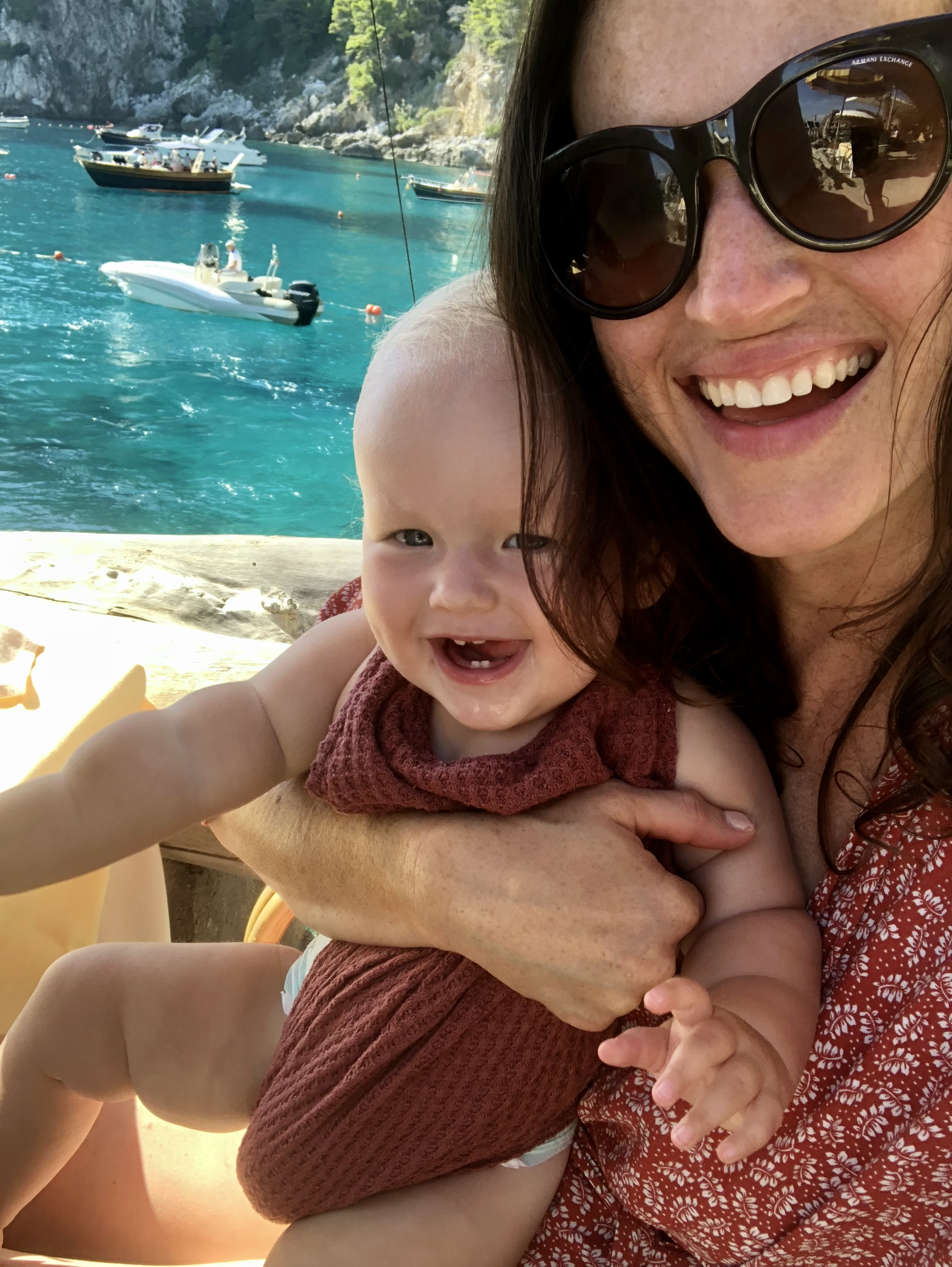 Sarah holding Cataleya in Italy